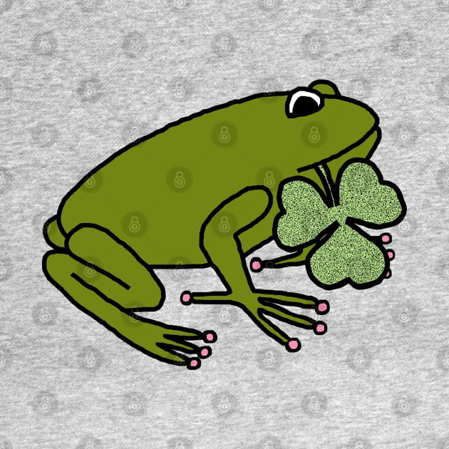 Frog Holding Shamrock for St Patricks Day by ellenhenryart